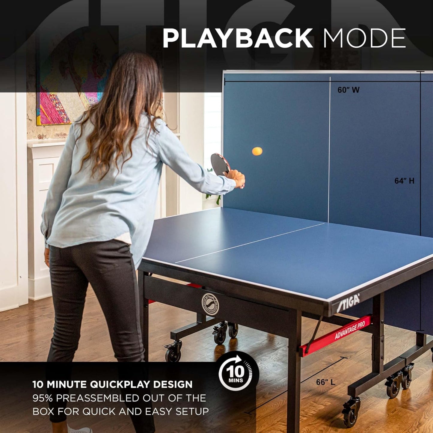 Advantage Series Ping Pong Tables - 13, 15, 18, and 25Mm Tabletops - Quickplay 10 Minute Assembly - Playback Mode - Recreational to Tournament Level