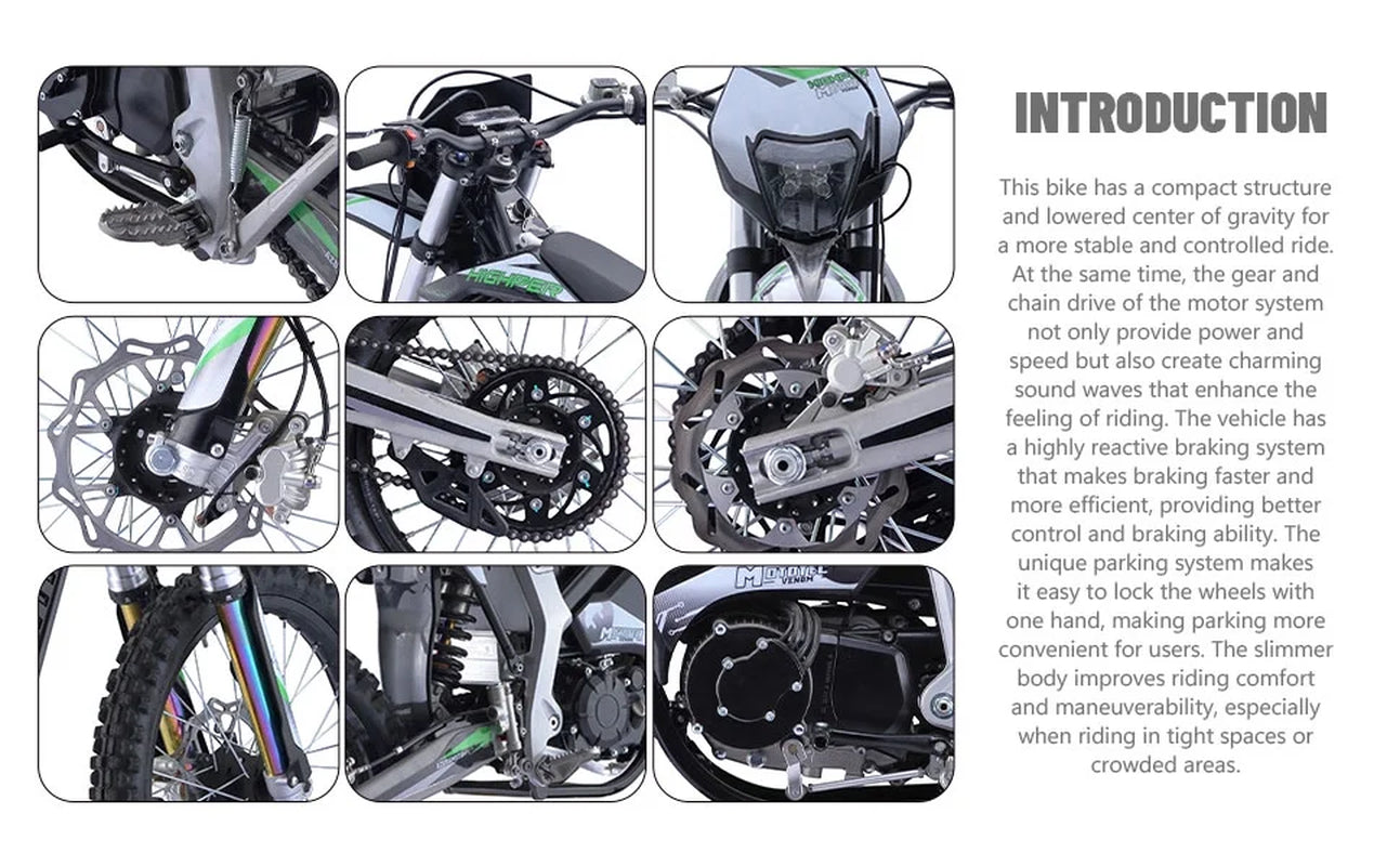 Venom 72V 12000W Electric Dirt Bike Black