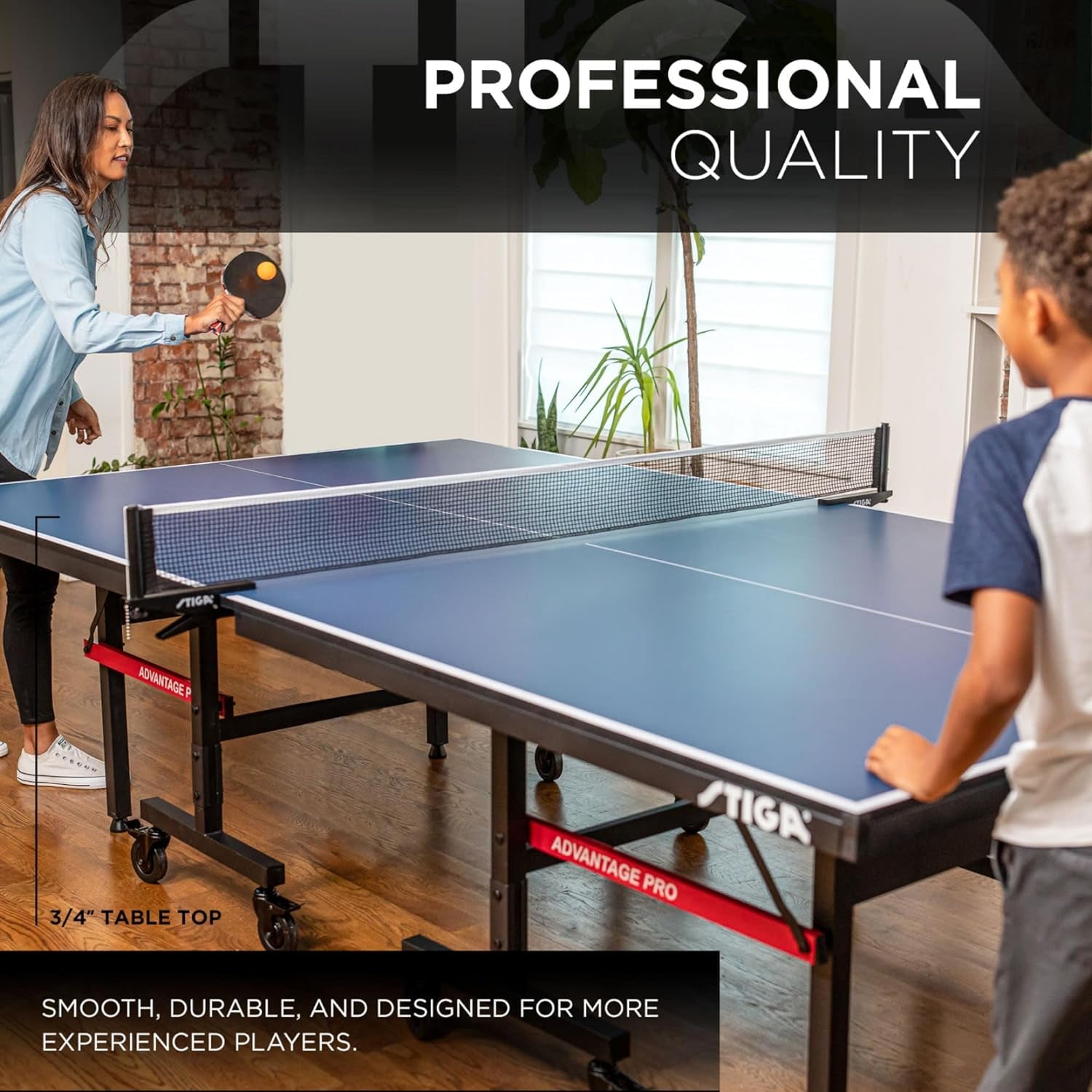 Advantage Series Ping Pong Tables - 13, 15, 18, and 25Mm Tabletops - Quickplay 10 Minute Assembly - Playback Mode - Recreational to Tournament Level